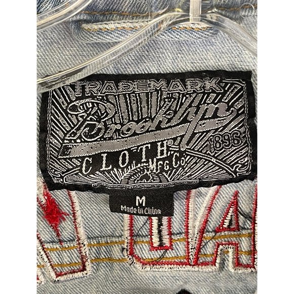 Brooklyn Cloth Jean Jacket men's size M Embroidered Denim Stenciled Patches - Picture 16 of 16